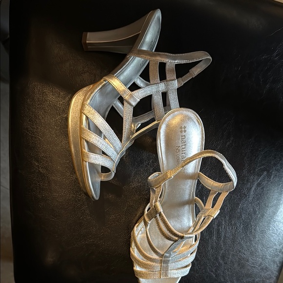 Naturalizer Silver Strappy Heels - Picture 2 of 7